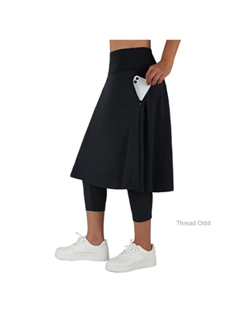 Long Skirted Leggings with Pockets High Waist Active Skirt